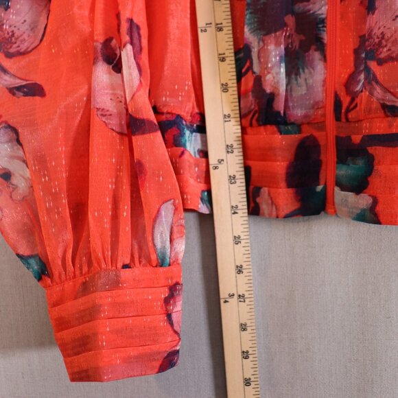 C Wonder by Christian Siriano Sheer Organza Jacket 1X Terracotta Zip Front - Picture 12 of 14